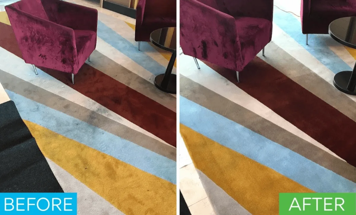 Professional area rug cleaning and specialty stain repair for hotel lobbies by Renue Hawai