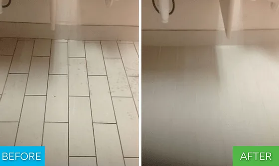 Tile and grout deep cleaning before and after for Hawaii commercial floor