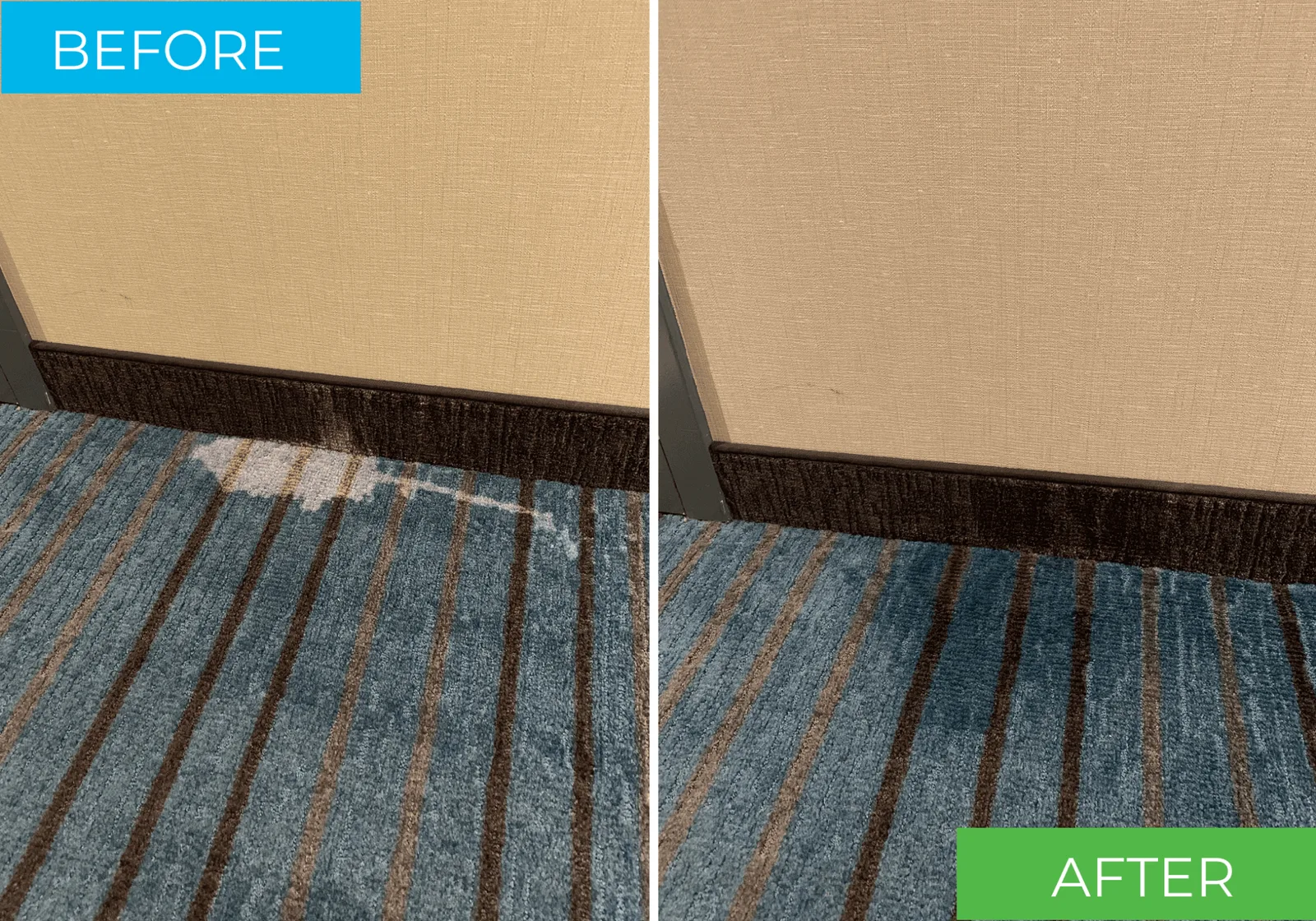 Hotel carpet bleach spot repair and custom color dyeing by Renue Hawaii